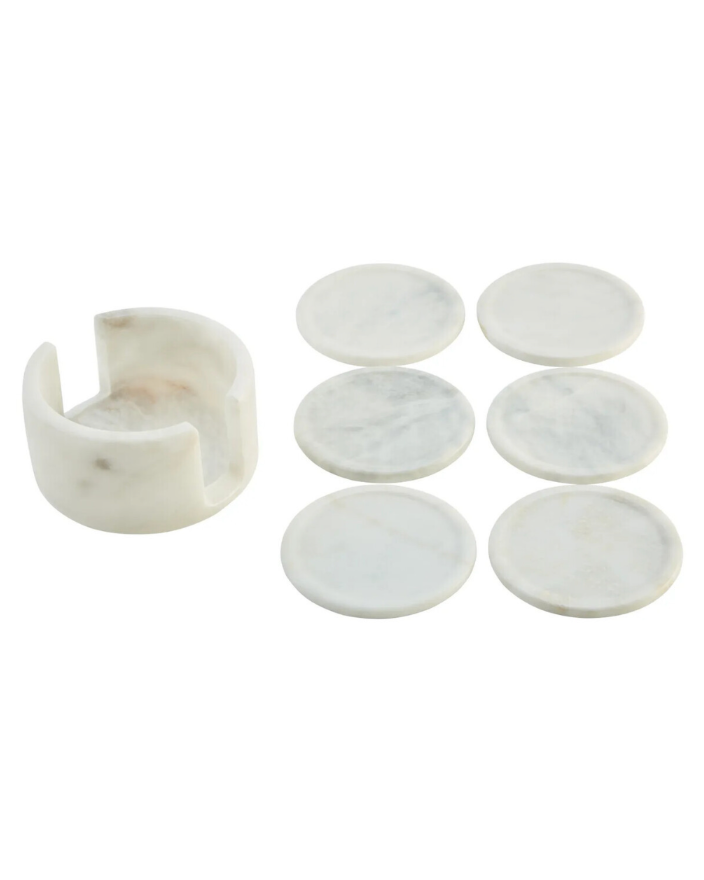 Kindia Set of 6 Marble Coasters with Holder