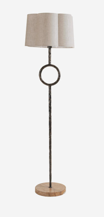Rutland Floor Lamp with Marble Base & Scallop Shade