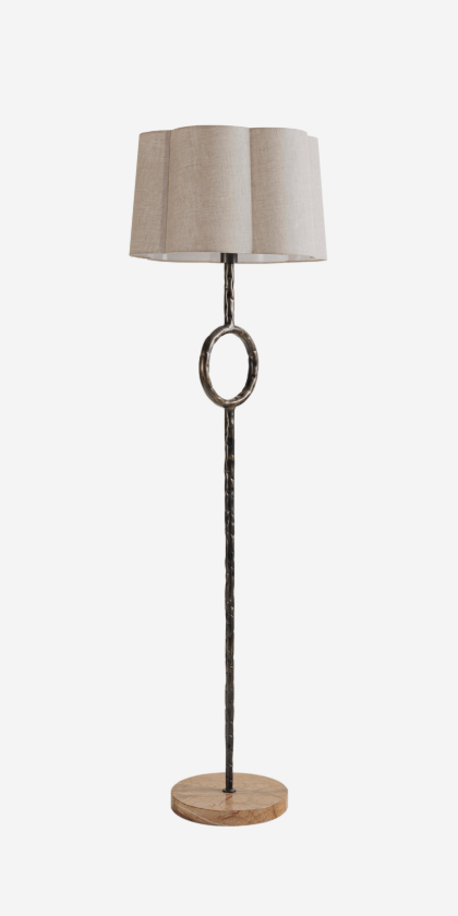 Rutland Floor Lamp with Marble Base & Scallop Shade