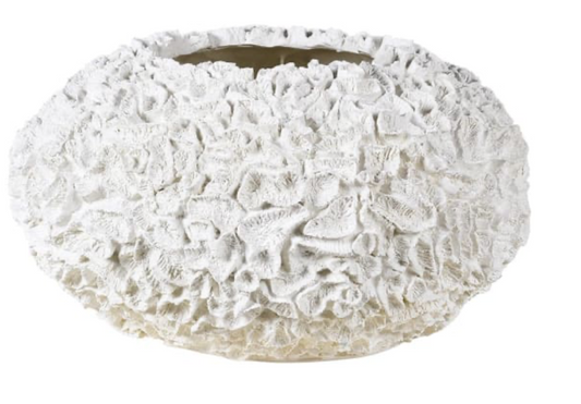 White Handmade Round Textured Vase