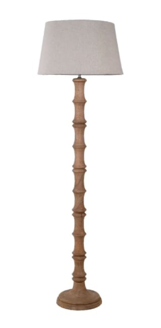 Bamboo Effect Floor Lamp with Linen Shade