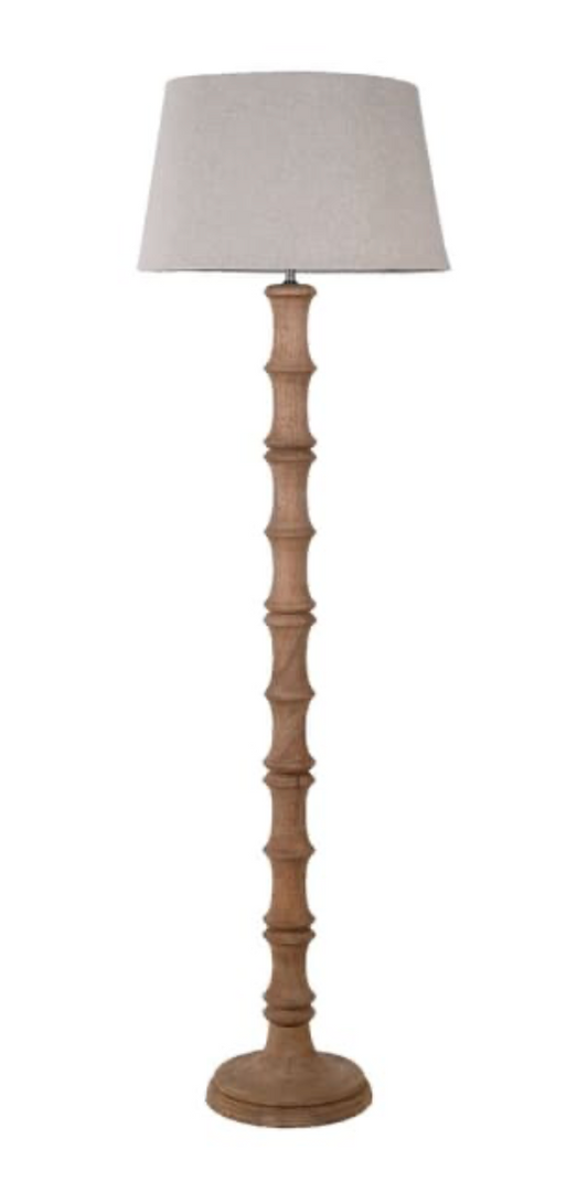 Bamboo Effect Floor Lamp with Linen Shade