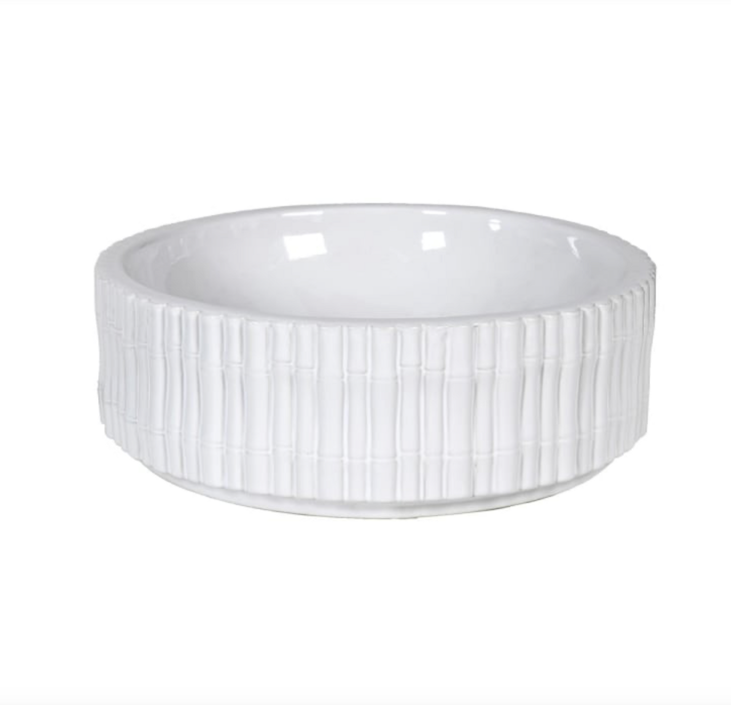 White Bamboo Effect Ceramic Bowl