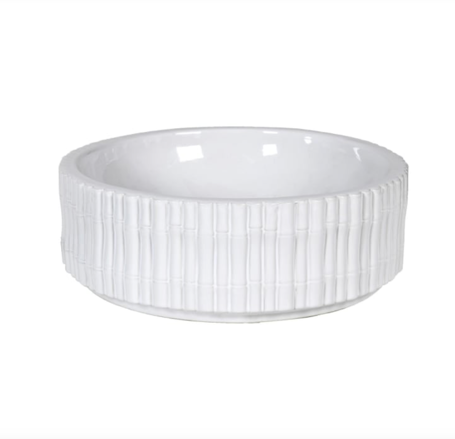 White Bamboo Effect Ceramic Bowl