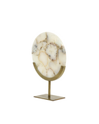 White Agate & Antique Brass Disc Sculpture - Small