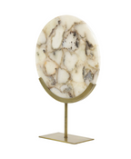 White Agate & Antique Brass Disc Sculpture - Meduim