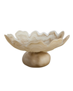 Galene Fluted Natural Glass Pedestal Bowl
