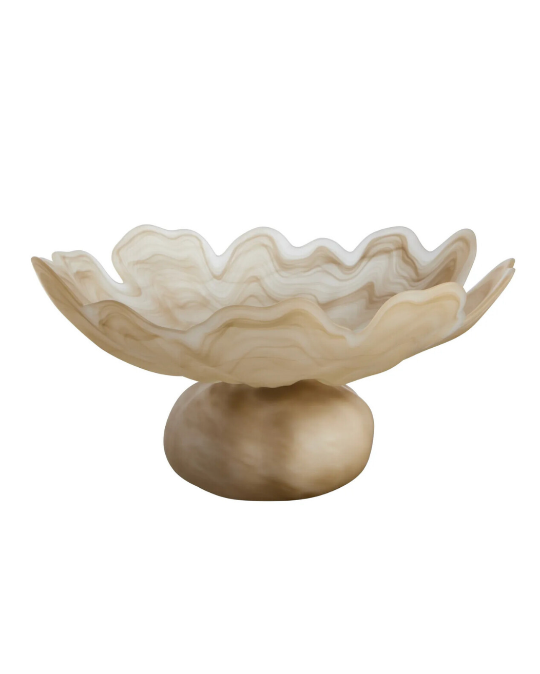 Galene Fluted Natural Glass Pedestal Bowl