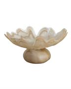 Galene Fluted Natural Glass Pedestal Bowl