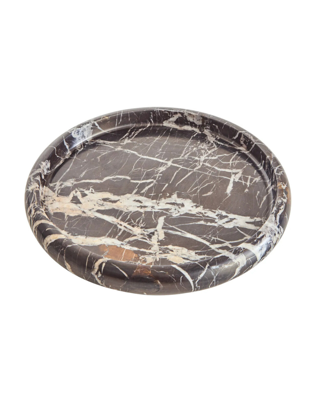 Zoro Black and White Marble Round Tray