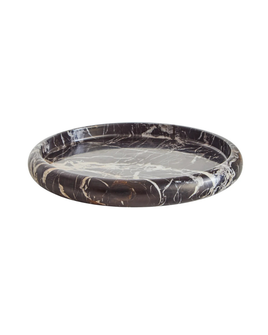 Zoro Black and White Marble Round Tray