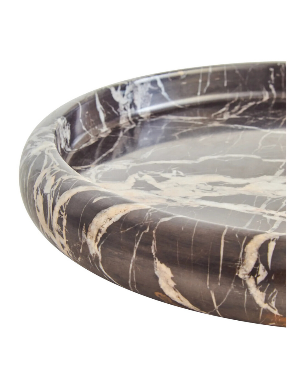 Zoro Black and White Marble Round Tray