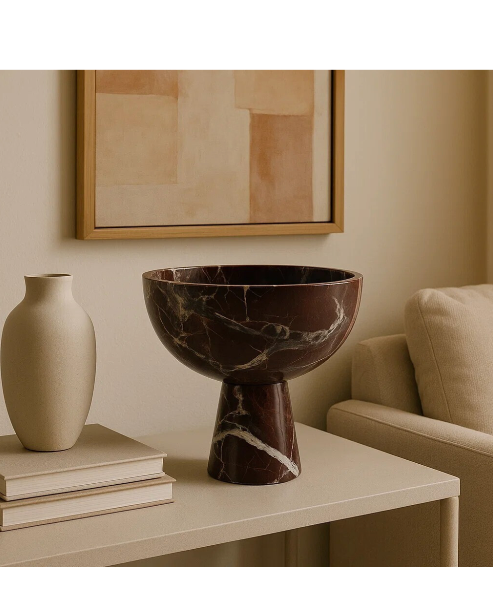 Salmo Large Red Marble Pedestal Bowl