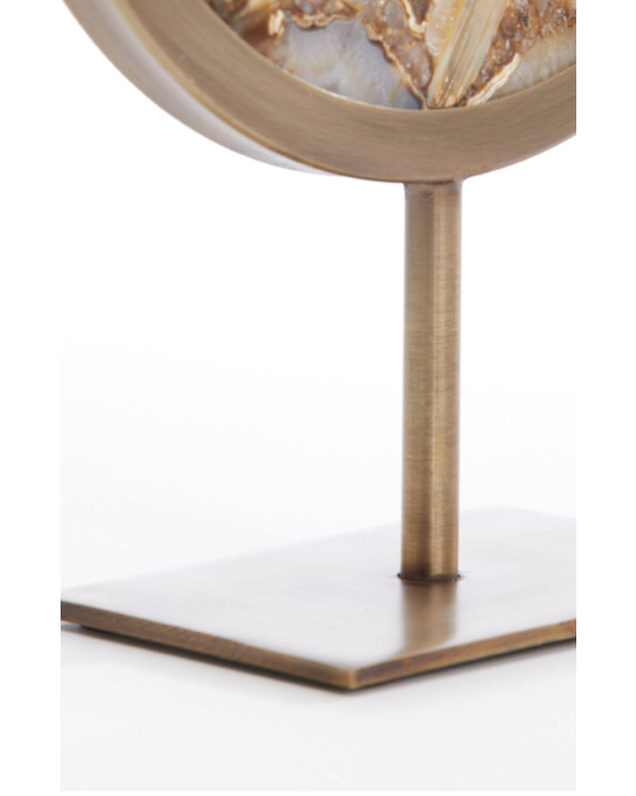Brown/Yellow Agate & Antique Bronze Disc Sculpture - Meduim