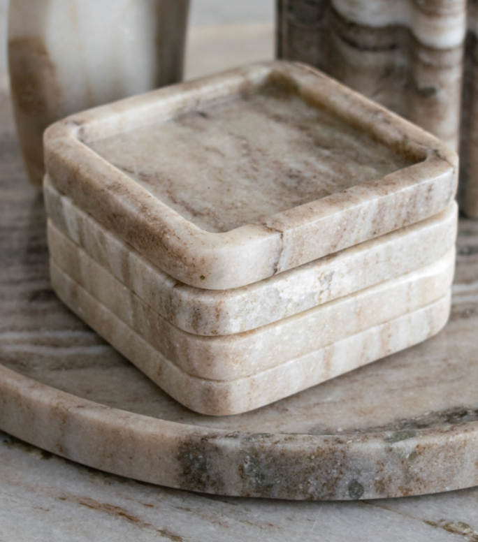 Treneer Beige Coaster Set