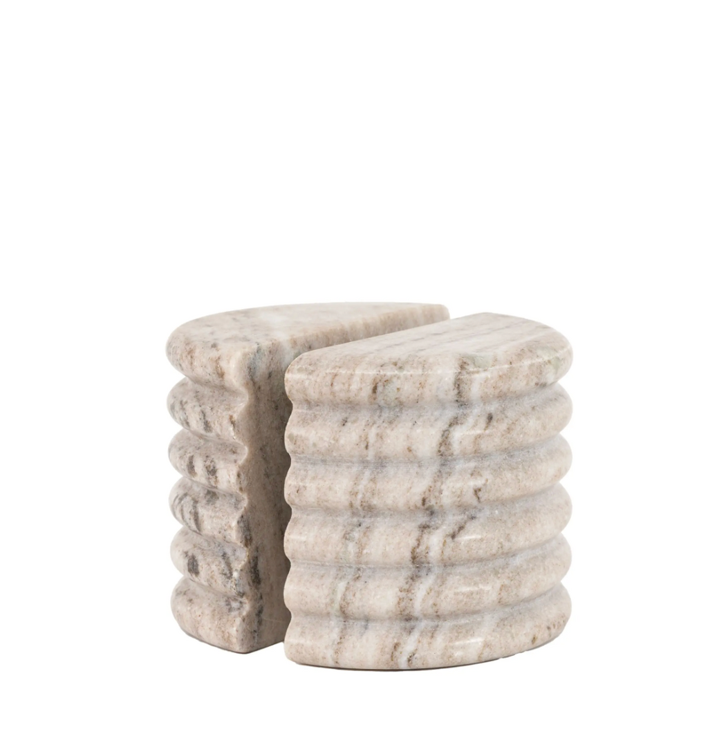 Ondo Marble Bookends Beige Set of 2