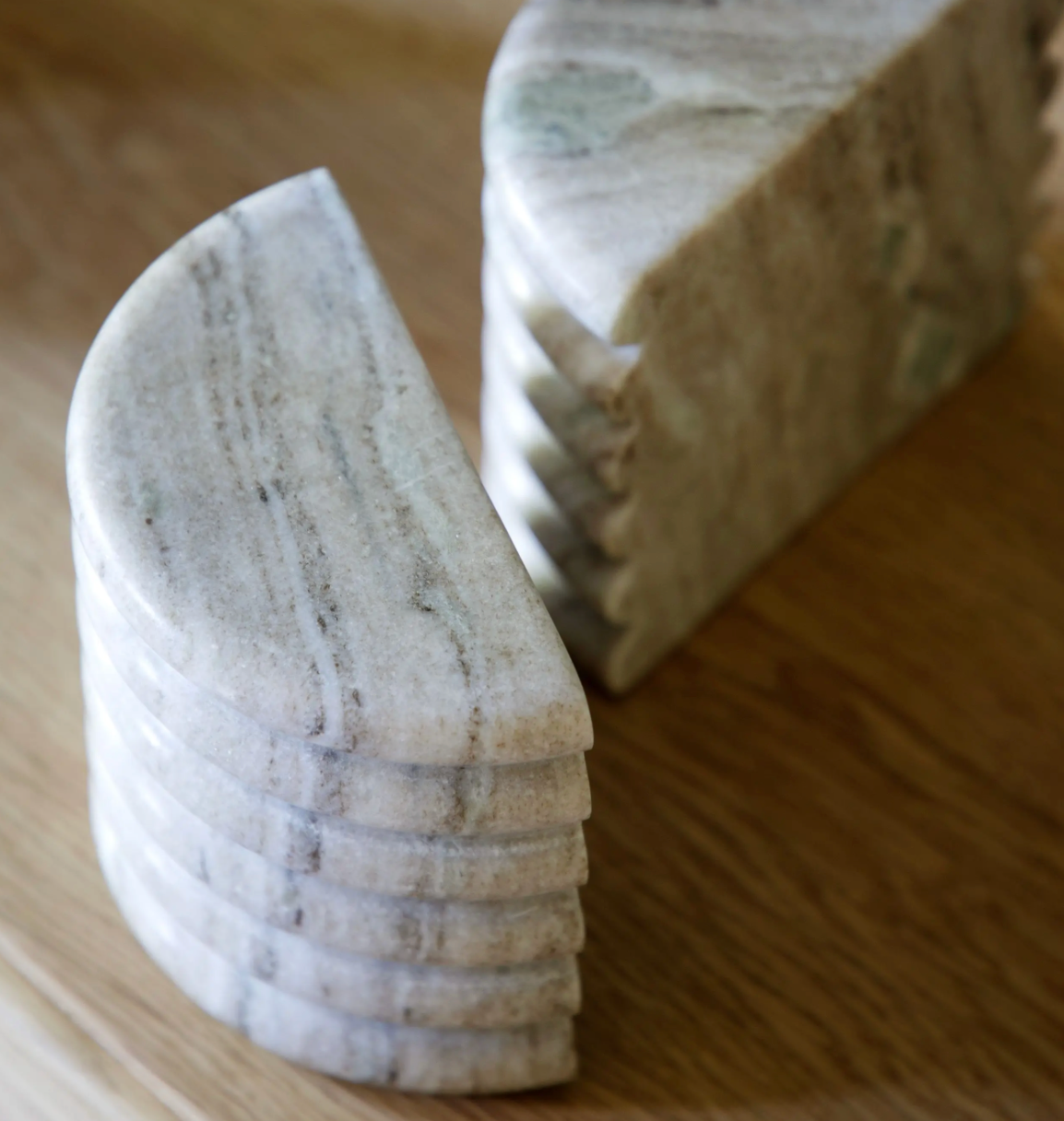 Ondo Marble Bookends Beige Set of 2