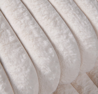 Cream Faux Rabbit Ribbed Throw