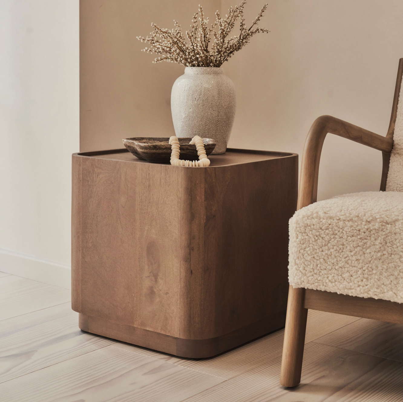 Fairmont  Warm Wood Premium Square Side Table