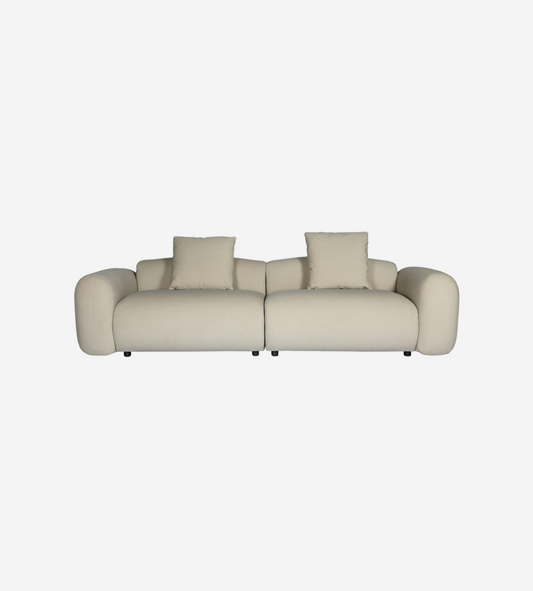 Limewood 3 Seat Sofa and Cushions in Warm Stone Velvet