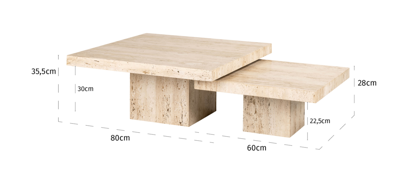 Coffee table La Cantera beige (Set of 2)