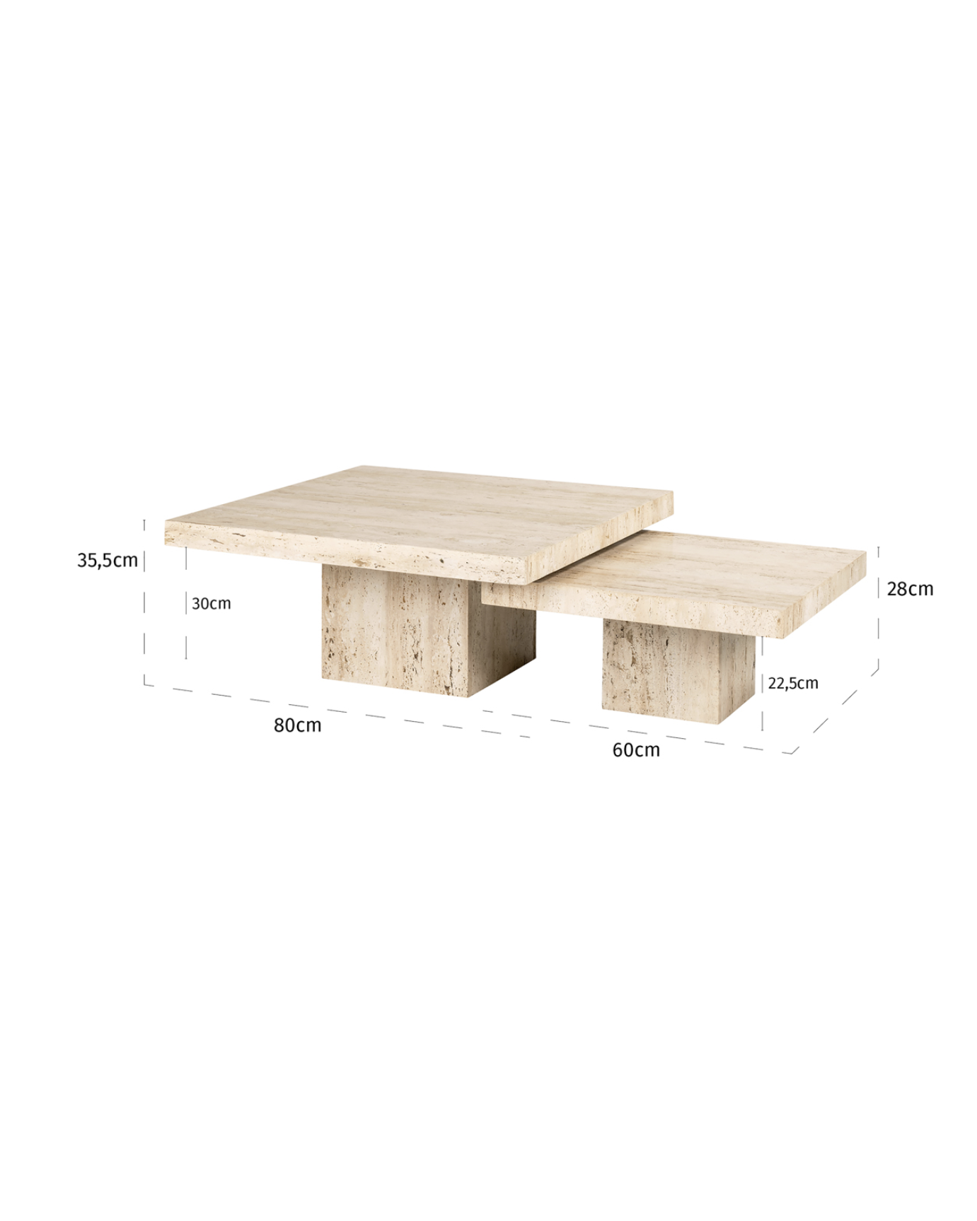 Richmond Interiors Coffee table La Cantera beige (Set of 2)