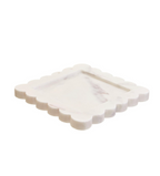Savio White Marble Square Small Tray with Scallop Edges