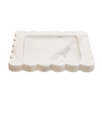 Savio White Marble Square Small Tray with Scallop Edges