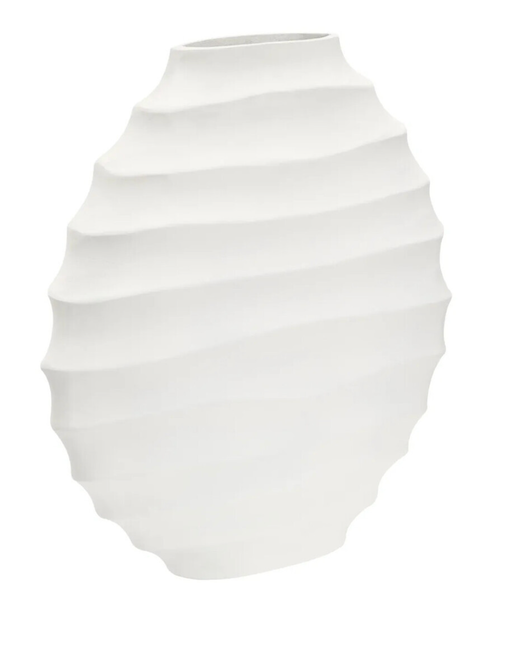Mira Large Ivory Finish Rippled Round Vase