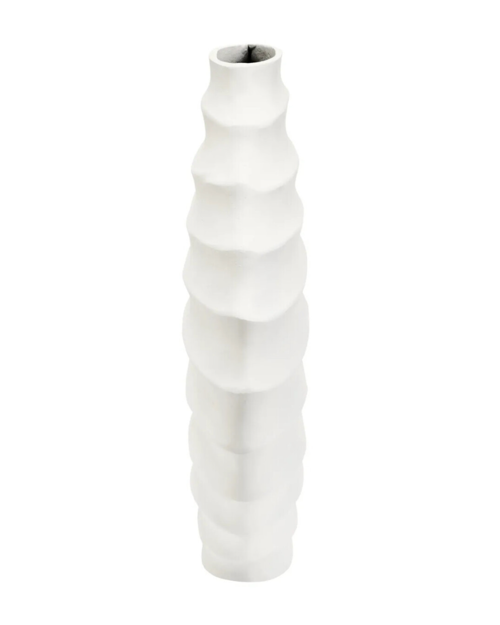 Mira Large Ivory Finish Rippled Round Vase