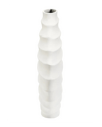 Mira Large Ivory Finish Rippled Round Vase