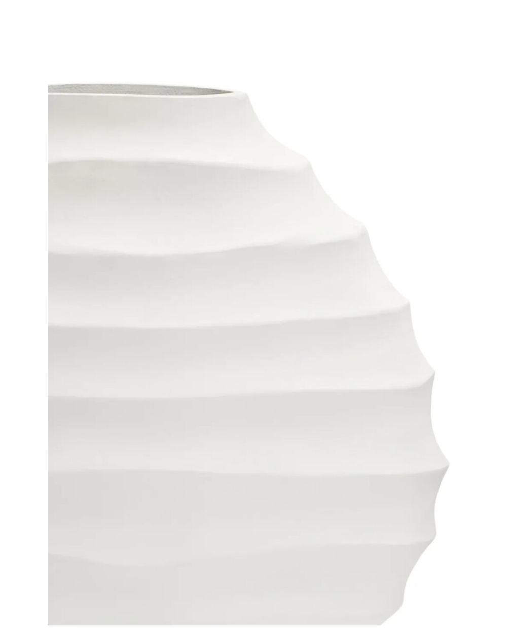Mira Large Ivory Finish Rippled Round Vase