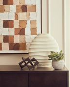 Mira Large Ivory Finish Rippled Round Vase