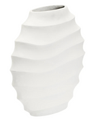 Mira Small Ivory Finish Rippled Round Vase