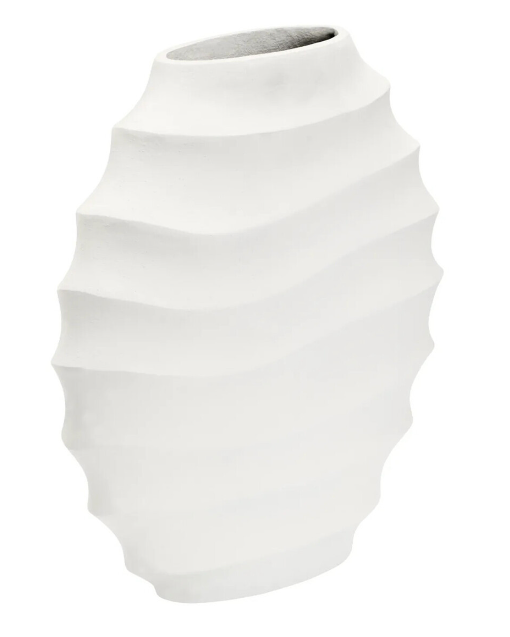 Mira Small Ivory Finish Rippled Round Vase