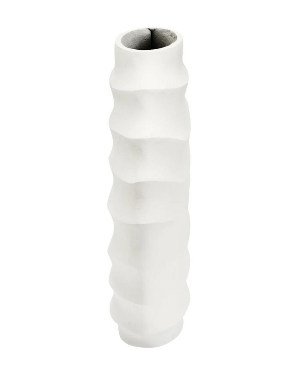 Mira Small Ivory Finish Rippled Round Vase