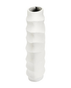 Mira Small Ivory Finish Rippled Round Vase
