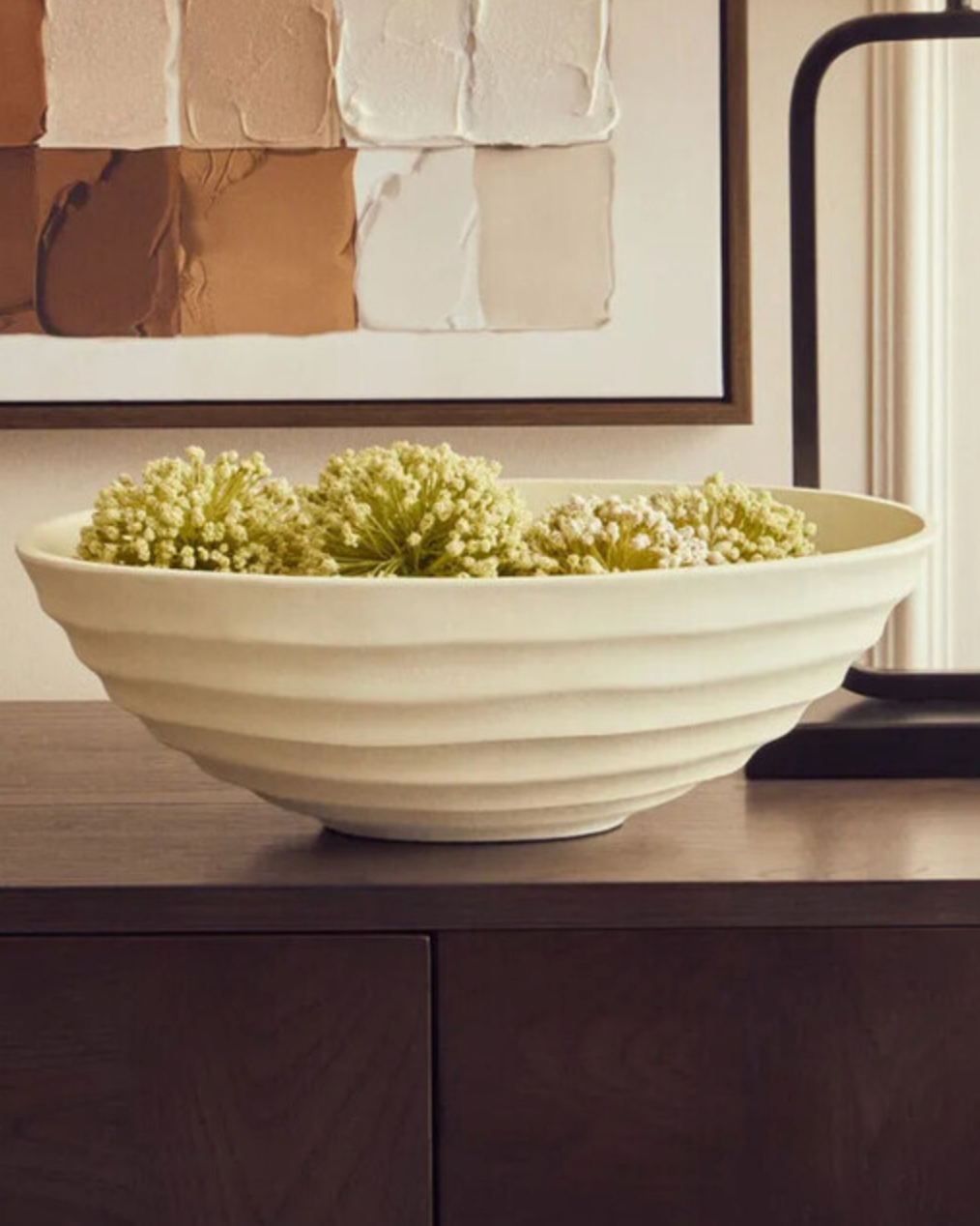 Mira Ivory Finish Rippled Bowl
