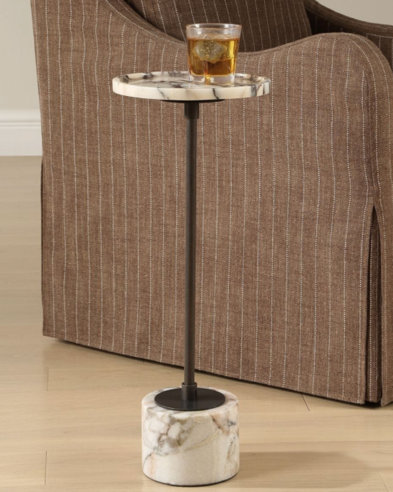 Uttermost Brunson Drink Table in White Marble