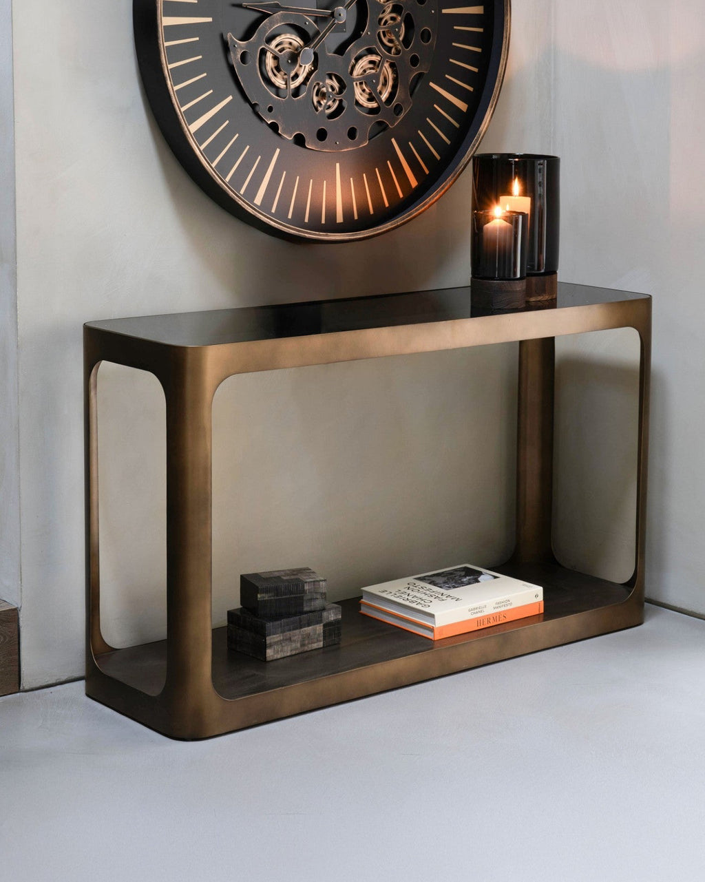 Thorpe Metal and Glass Console Table