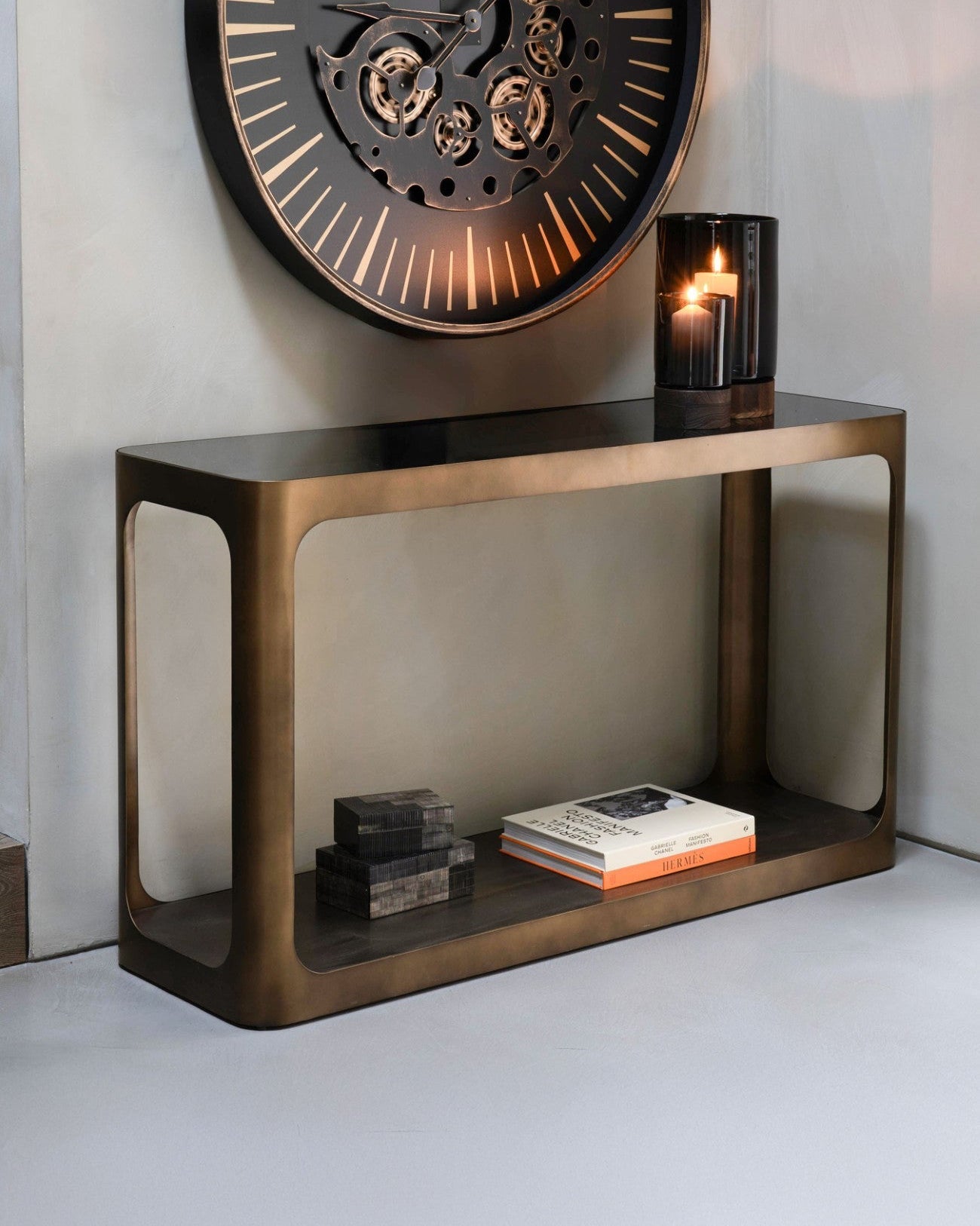 Thorpe Metal and Glass Console Table