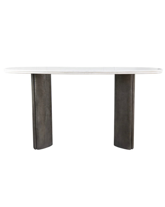 RV Astley Marble Top Console Table with  Grey wood Legs