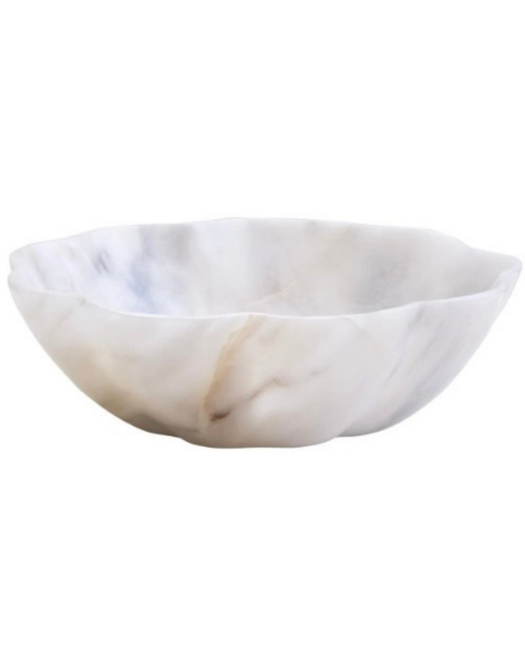 Zoro Large White Marble Scalloped Bowl