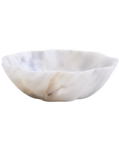 Zoro Small White Marble Scalloped Bowl