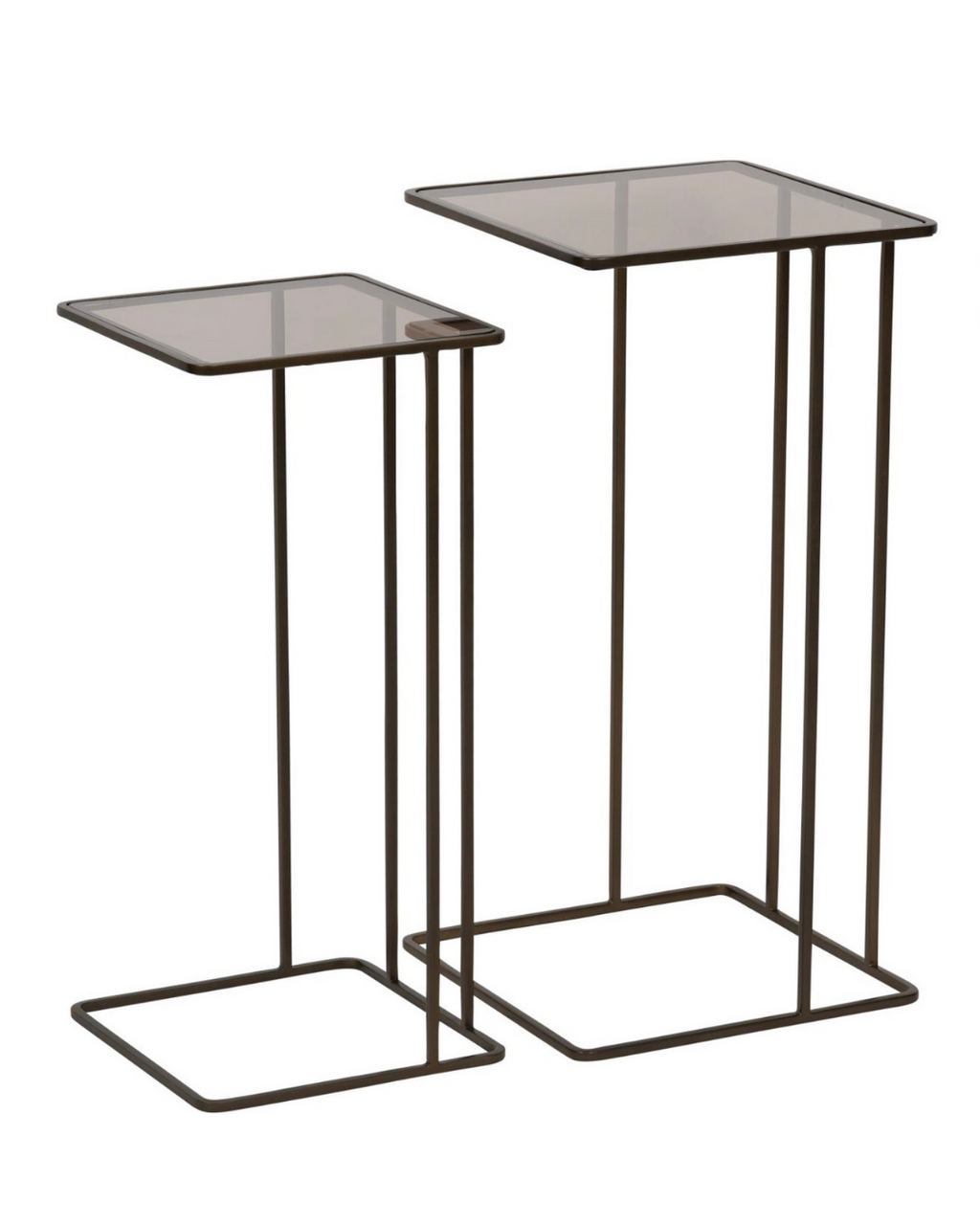 Salzburg Set of 2 Glass and Metal Side Tables
