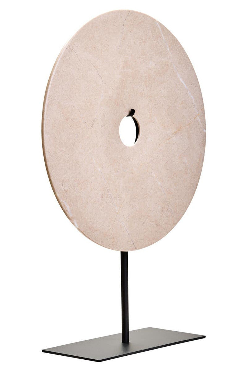 Zoro Large Cream Marble Disc Sculpture