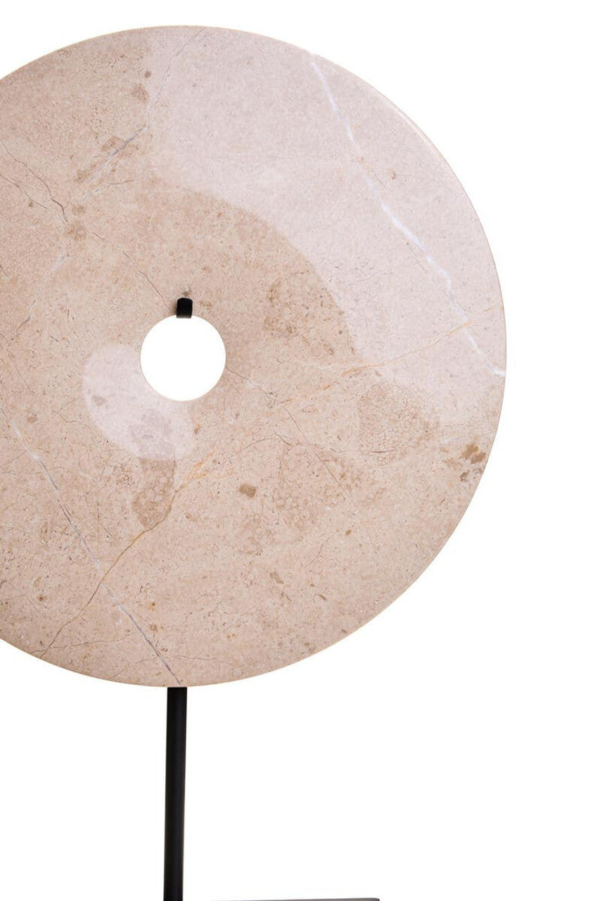 Zoro Large Cream Marble Disc Sculpture