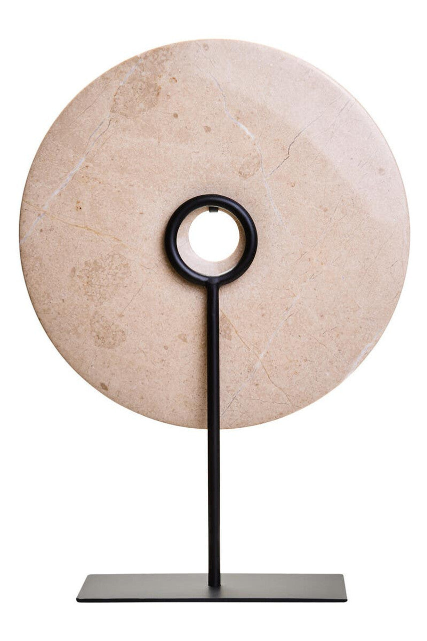 Zoro Large Cream Marble Disc Sculpture