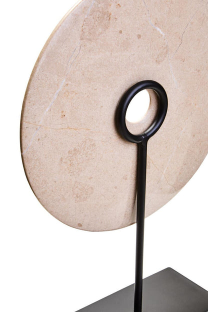 Zoro Large Cream Marble Disc Sculpture