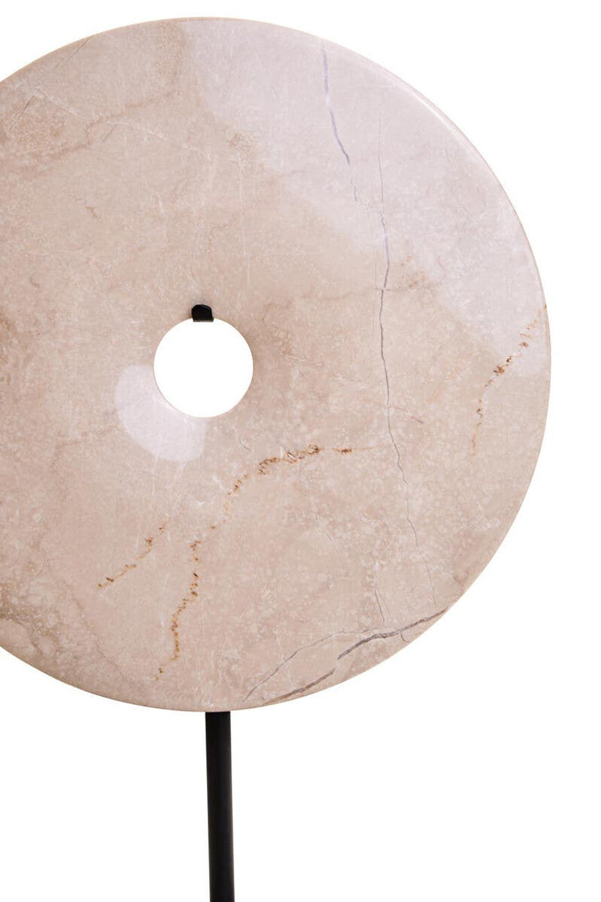 Zoro Medium Cream Marble Disc Sculpture